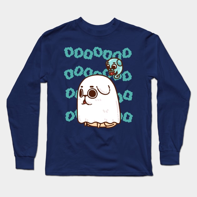 Ghost Sheet Puglie Long Sleeve T-Shirt by Puglie Pug 